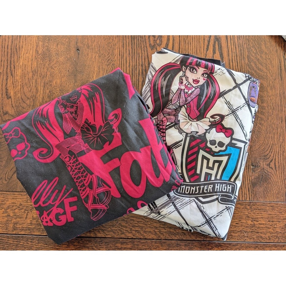 Monster High Twin Sheet Set Flat Fitted Draculaura Frankie Stein Clawdeen Cleo